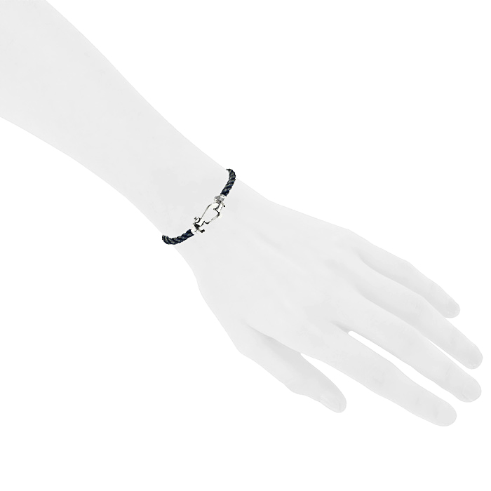 Bracciale Fred Force 10 modello grande in oro bianco e acciaio - Detail D1