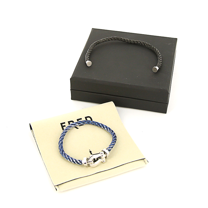 Fred Force 10 large model bracelet in white gold and stainless steel - Detail D2