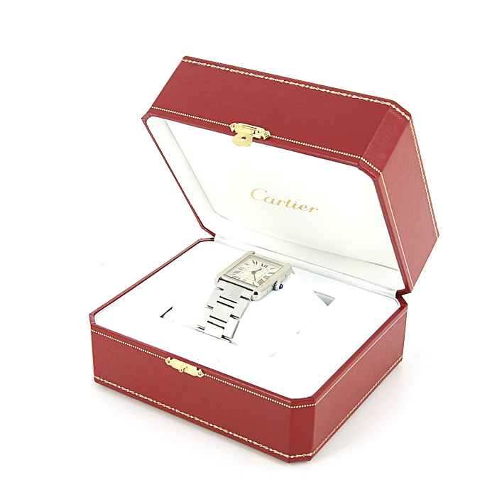 Montre Cartier Tank Solo  grand en acier Ref :  3800 Vers  2010 - Detail D2