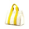 Shopping bag Hermes Toto Bag - Shop Bag in tela bianco sporco e tela gialla - 00pp thumbnail