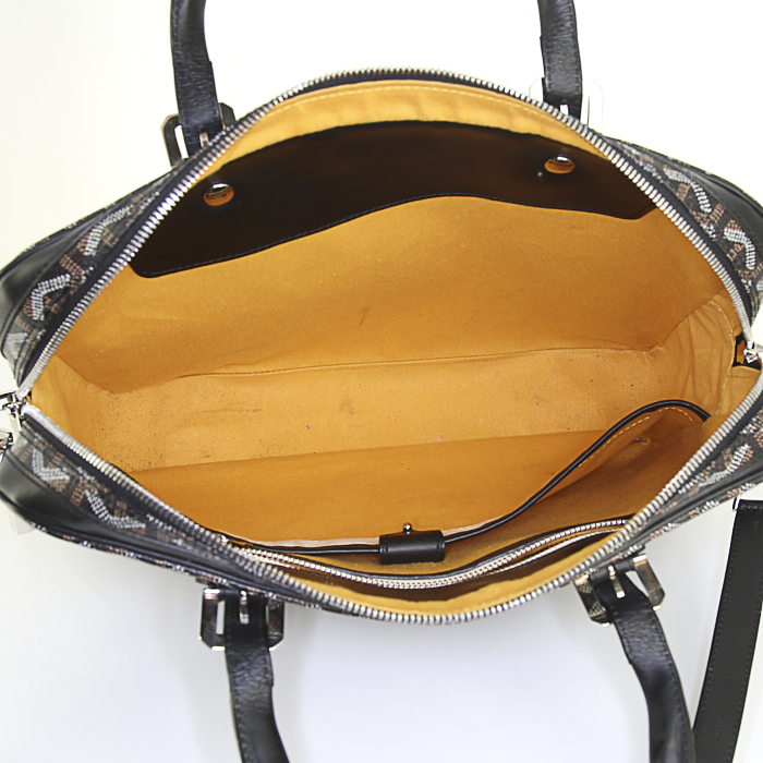 Porta-documentos Goyard en lona Monogram revestida negra y cuero negro - Detail D3