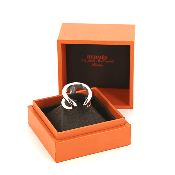 Open Hermès Osmose ring in silver - Detail D2