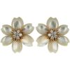 Van Cleef & Arpels, Rose de Noel large model earrings for non pierced ears in yellow gold,  mother of pearl and diamonds - 00pp thumbnail