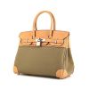 Hermes Birkin 30 cm handbag in natural leather and khaki canvas - 00pp thumbnail