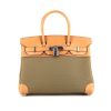 Hermes Birkin 30 cm handbag in natural leather and khaki canvas - 360 thumbnail