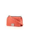 Chanel Boy shoulder bag in pink grained leather - 00pp thumbnail