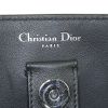 Dior Diorissimo handbag in navy blue leather and beige canvas - Detail D3 thumbnail