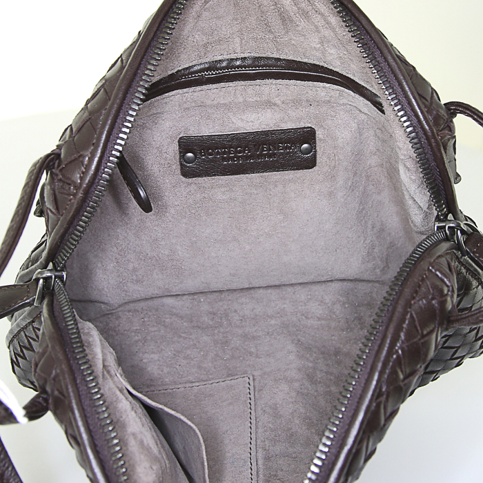 Borsa a tracolla Bottega Veneta Messenger in pelle intrecciata marrone - Detail D2