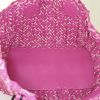 Shopping bag Bottega Veneta Fourre-tout modello medio in pelle intrecciata rosa e tela bianca - Detail D2 thumbnail