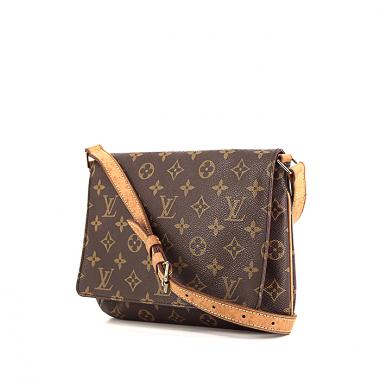 Borsa Louis Vuitton Musette Tango in tela monogram marrone e pelle naturale