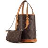 Shopping bag Louis Vuitton Bucket in tela monogram marrone e pelle naturale - 00pp thumbnail