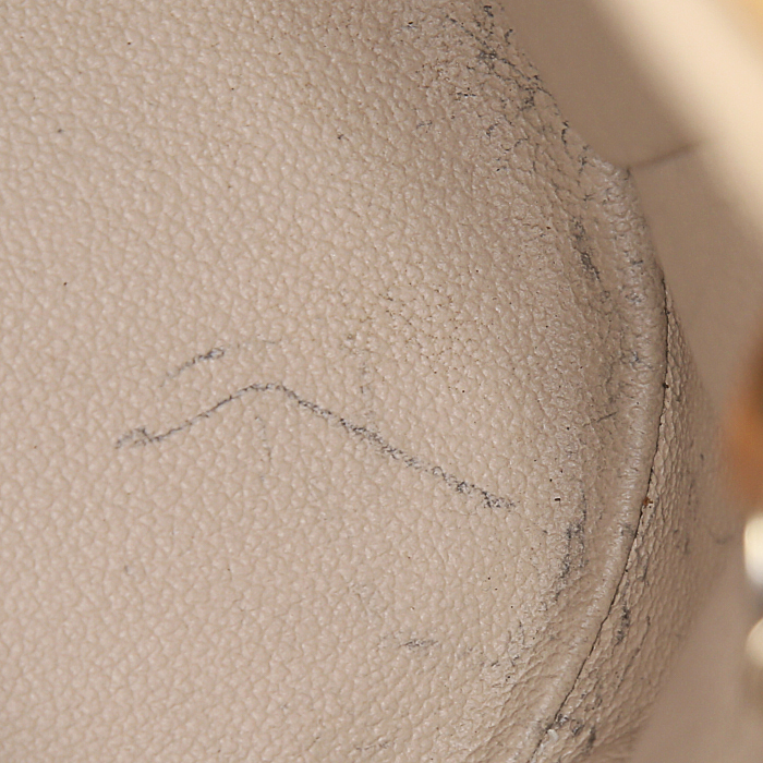 Sac cabas Louis Vuitton Bucket en toile monogram marron et cuir naturel - Detail D4