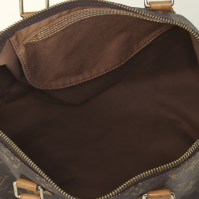 Louis Vuitton Speedy 35 handbag in brown monogram canvas and natural leather - Detail D2