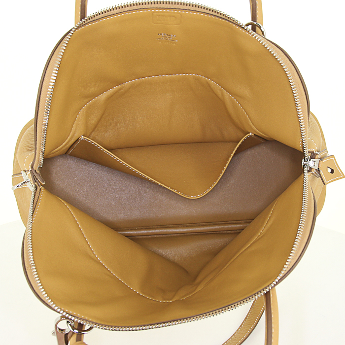 Hermes Bolide handbag in yellow Curry togo leather - Detail D3