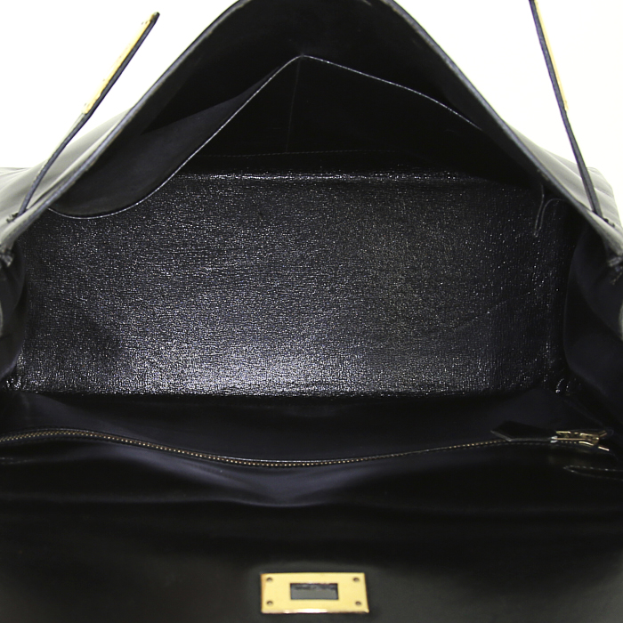 Borsa Hermes Kelly 35 cm in pelle box nera - Detail D2