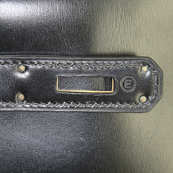 Bolso de mano Hermes Kelly 35 cm en cuero box negro - Detail D4