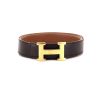 Cinturón Hermès en cuero negro y color oro - 360 thumbnail
