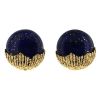 Vintage 1970's Kutchinski earrings for non pierced ears in yellow gold and lapis-lazuli - 00pp thumbnail