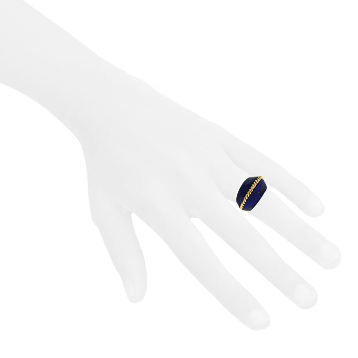 Bague Kutchinski époque années 70 Vintage en or jaune et lapis-lazuli - Detail D1