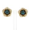 Vintage 1960's earrings for non pierced ears in yellow gold and turquoise - 360 thumbnail