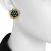 Vintage 1960's earrings for non pierced ears in yellow gold and turquoise - Detail D1 thumbnail