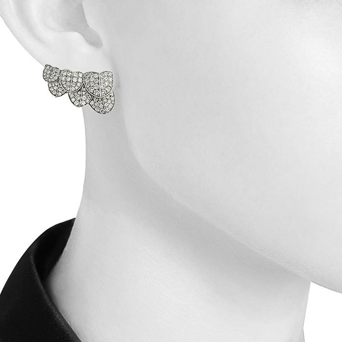 Fred Une île d'or earrings in white gold and diamonds - Detail D1