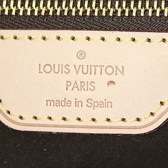Sac à main Louis Vuitton Wilshire moyen modèle en toile monogram marron et cuir naturel - Detail D3