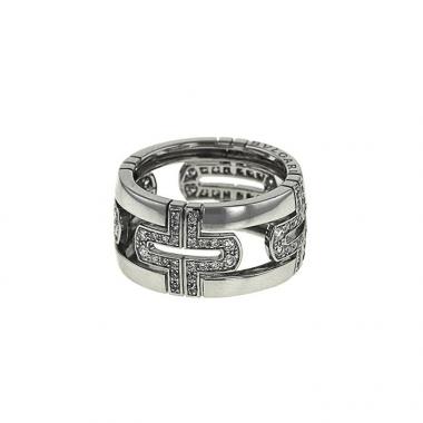 Anello Bulgari Parentesi modello grande in oro bianco e diamanti Anello Bulgari Parentesi modello grande in oro bianco e diamanti