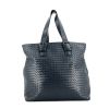Bottega Veneta shopping bag in navy blue intrecciato leather - 360 thumbnail