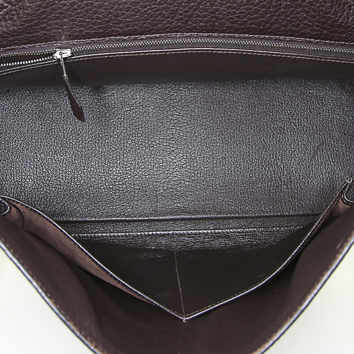 Bolso de mano Hermes Kelly 32 cm en cuero togo marrón - Detail D2