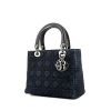 Dior Lady Dior medium model handbag in blue jean denim canvas and blue jean leather - 00pp thumbnail