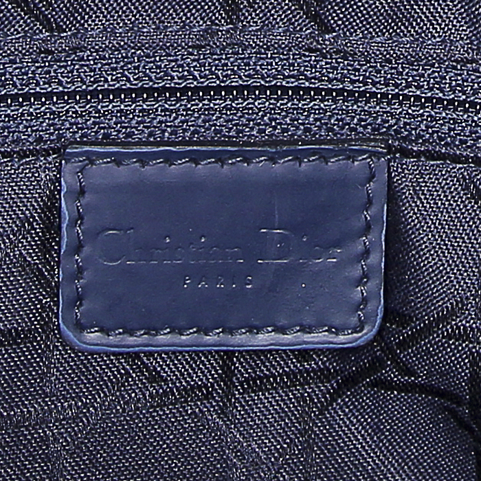 Borsa Dior Lady Dior modello medio in tela denim blu e pelle blu - Detail D3