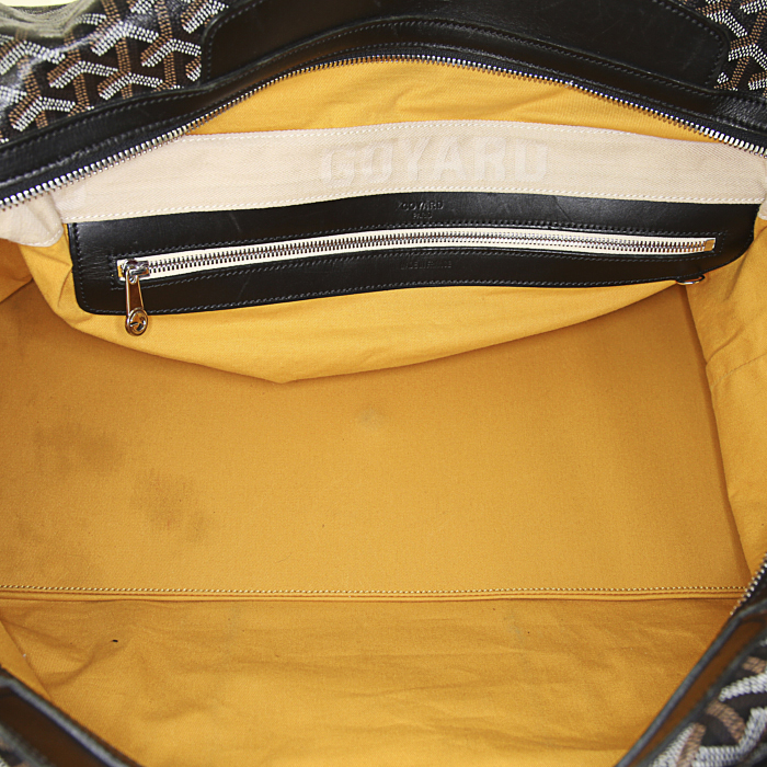 Borsa da viaggio Goyard Boeing 55 in tela monogram cerata nera e pelle nera - Detail D2