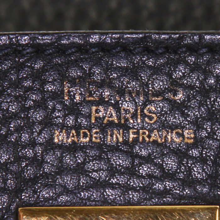 Hermes Birkin 40 cm handbag in black Ardenne leather - Detail D3