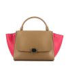 Celine Trapeze handbag in taupe and pink bicolor leather - 360 thumbnail