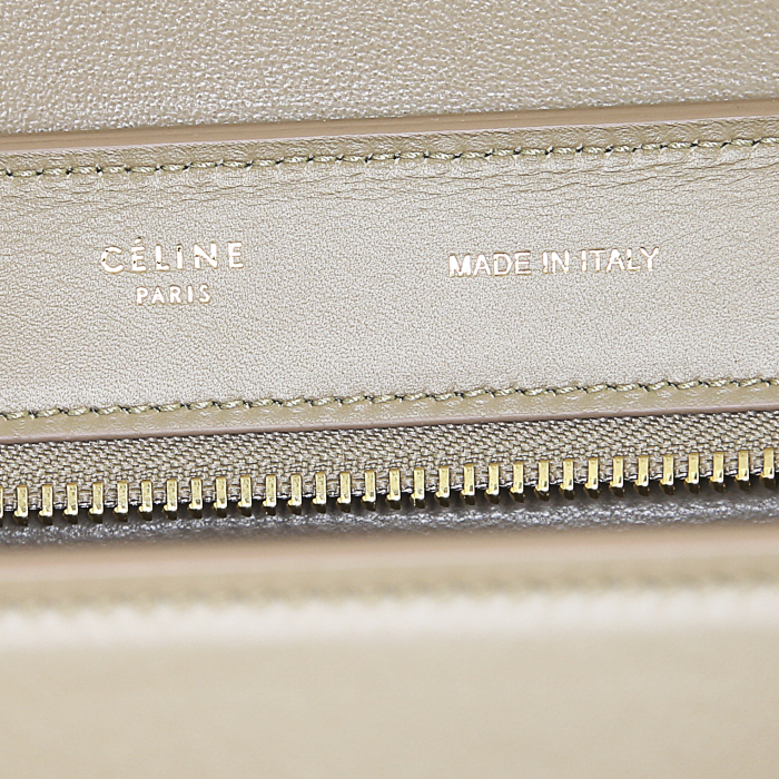 Bolso de mano Celine Trapeze en cuero bicolor color topo y rosa - Detail D4