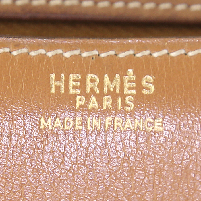 Sac à main Hermes Constance en cuir box gold - Detail D4