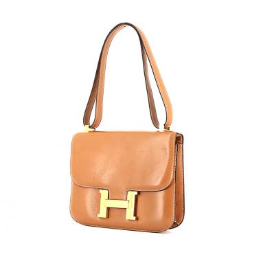 Bolso de mano Hermes Constance 24 cm en cuero box color oro