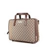 Borsa portadocumenti Gucci in tela monogram beige e pelle marrone - 00pp thumbnail