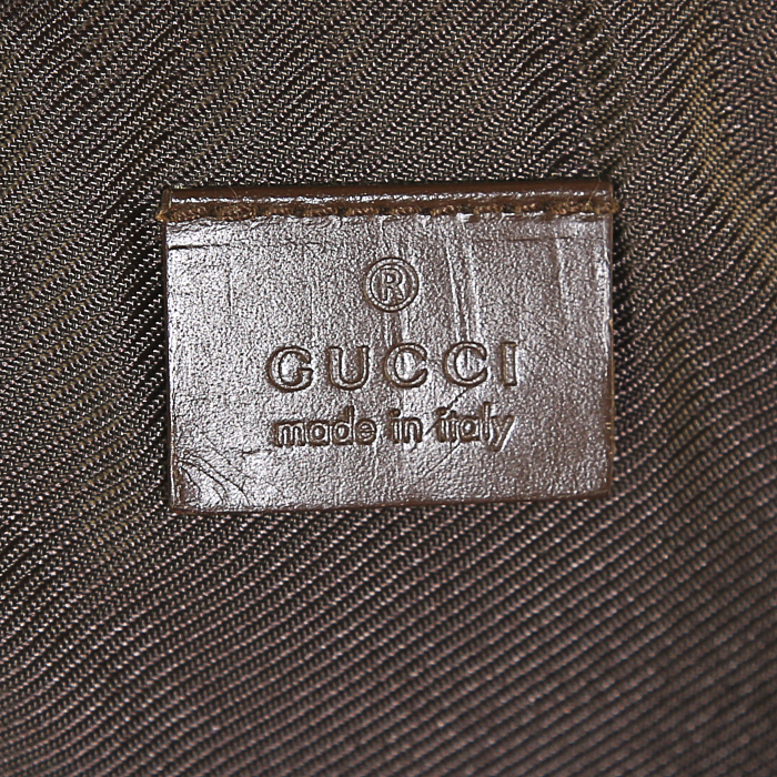 Gucci briefcase in beige monogram canvas and brown leather - Detail D4