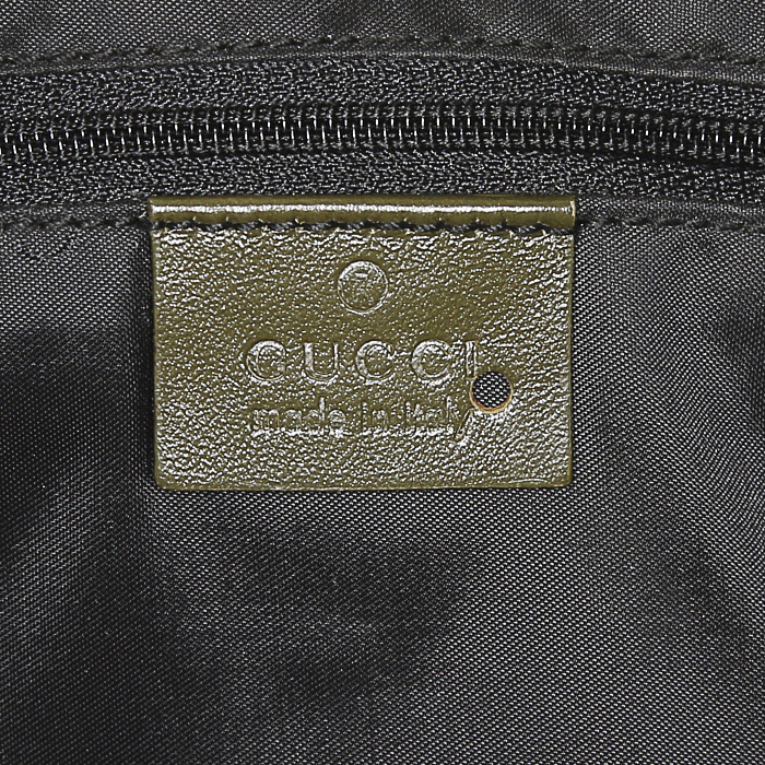 Sac à main Gucci Jackie en toile vert-kaki et cuir vert - Detail D3