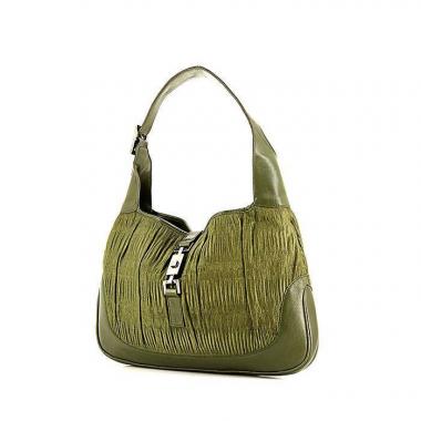 Borsa Gucci Jackie in tela verde kaki e pelle verde