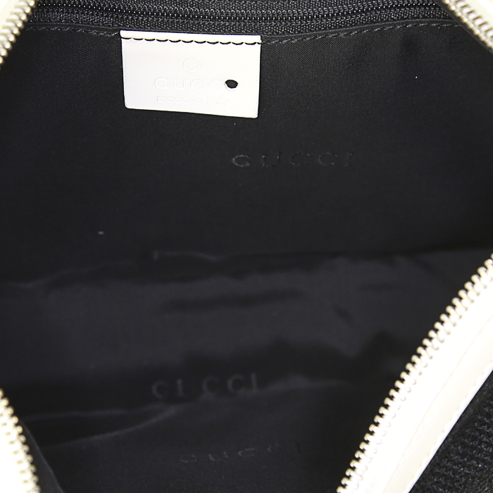 Gucci handbag in black canvas and white leather - Detail D2