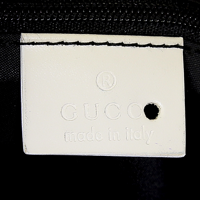 Borsa Gucci in tela nera e pelle bianca - Detail D3