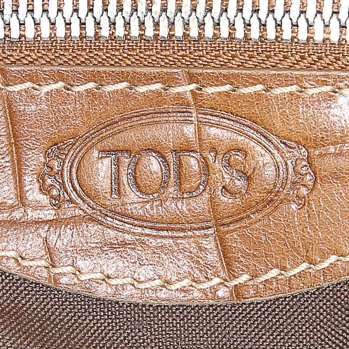 Borsa Tod's in puledro marrone e pelle marrone - Detail D3