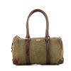 Gucci handbag in khaki canvas and brown leather - 360 thumbnail
