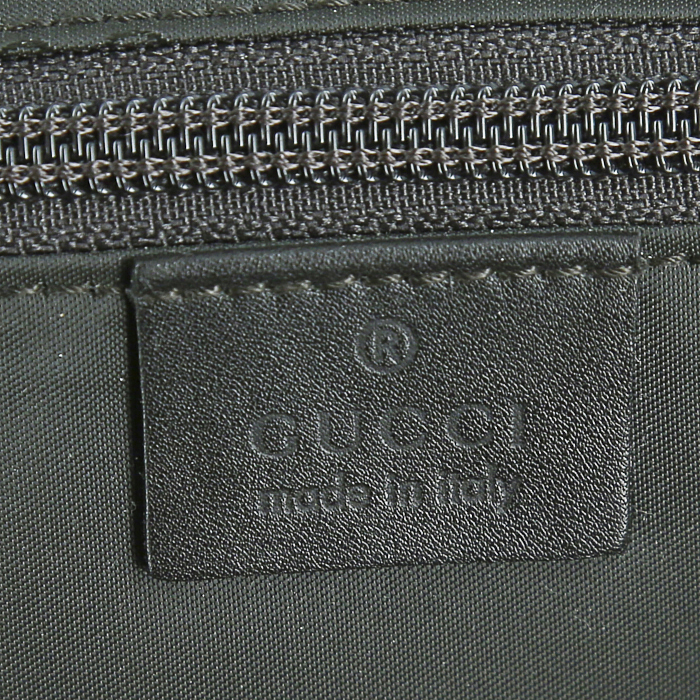 Sac de voyage Gucci en toile beige et cuir marron - Detail D3