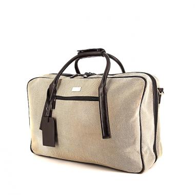 Borsa da viaggio Gucci in tela beige e pelle marrone