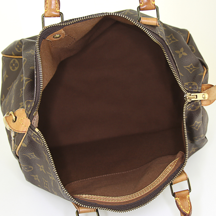 Louis Vuitton Speedy 35 handbag in brown monogram canvas and natural leather - Detail D2