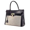 Hermes Monaco handbag in beige canvas and blue box leather - 00pp thumbnail